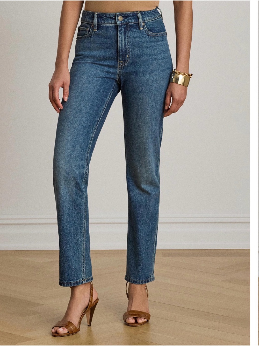 Lauren Ralph Lauren Medium Blue High-Rise Slim Straight Jeans
